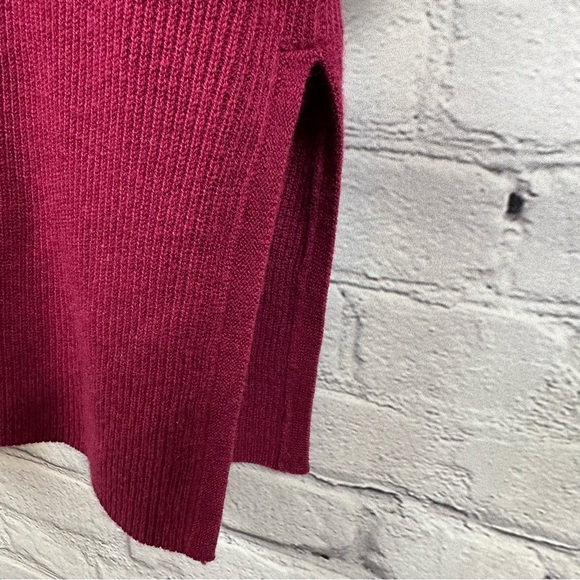 J. Jill Side Slit Wool Blend Tunic Sweater 3/4 Sleeves Longer Length Burgundy M - Picture 6 of 6